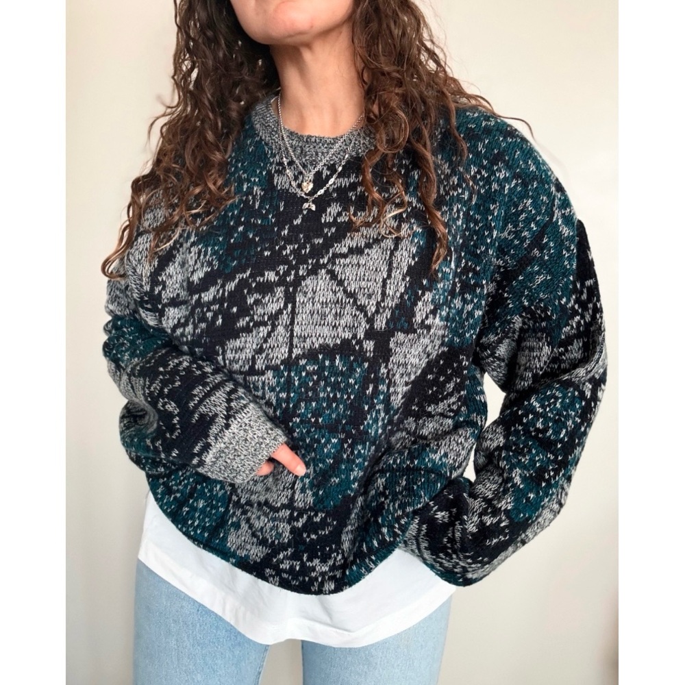 Vintage Grandpa Pattern Multicolor Sweater